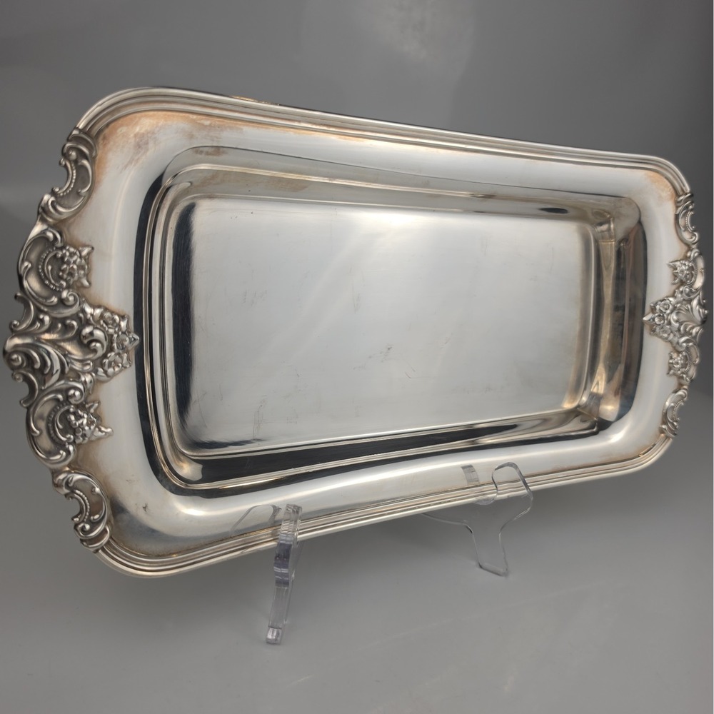 Vintage Wallace Baroque Silverplate Bread Tray Platter #210 Rectangular